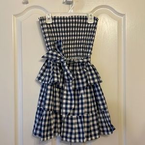 Hollister Navy and White Checkered Dress